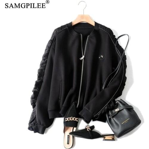 Jacket Women Autumn 2020 Casual Full Sleeve Patchwork Stand Collar Zipper Slim Standard Plus Size Winter Jackets For Woman 4XL