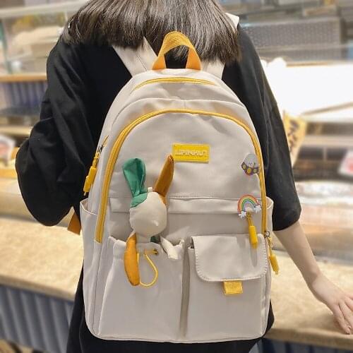 Kawaii Travel Women Waterproof Backpack Fashion Lady Solid Color Student Bag Cool Girl College Backpacks Female Laptop Cute Bags