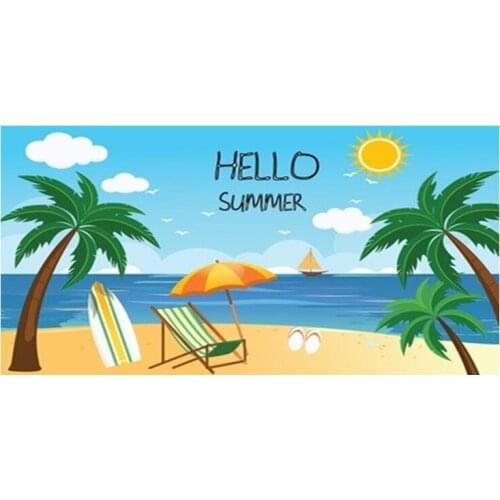 Cute Cartoon Chaise Lounge Palm Tree Summer Beach Travel Towels for Men Women Kid Flip Flop Swimming Spa Towels