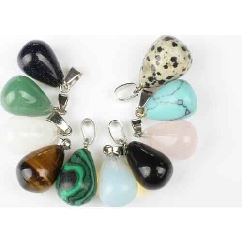 Fashion Natural Semi-precious Stone Pendants Water Drop Shape 10 Colors For Your Choice DIY Pendants For Necklace Size 8*16mm