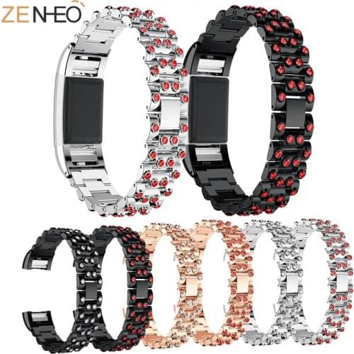 Fashion Metal watch band For Fitbit Charge 2 watches strap Rhinestone bands replacement for Fitbit Charge 2 wristband Straps