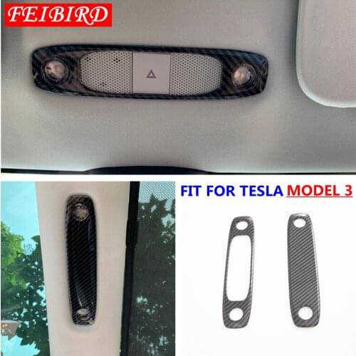 Front + Rear Seat Upper Roof Reading Lights Lamp Decoration Frame Cover Trim Fit For Tesla Model 3 2018 2019