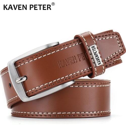 2019 Cow Genuine Leather Belt For Men Casual Belts Dropshipping Designer Luxury Pin Buckle Male Cowskin Belt High Quality Black