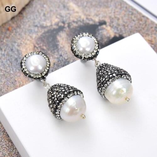 GuaiGuai Jewelry White Keshi Pearl Trimmed With Marcasite Earrings