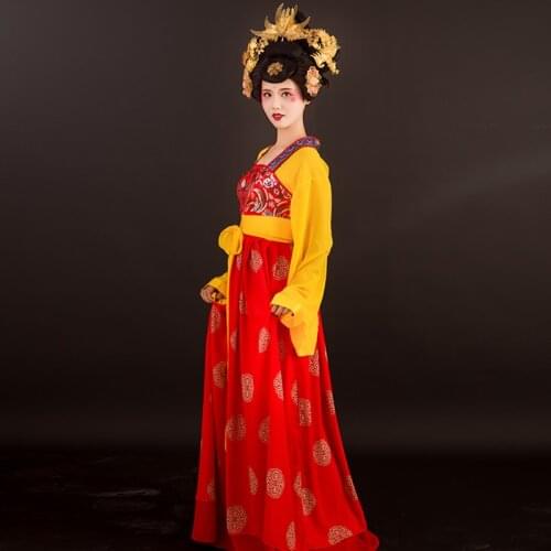 Xi'An Senic Spot Unsleeping City of Great Tang Roly-Poly Actress Tang Dynasty High Waist Ruqun Performance Costume Hanfu Cosplay