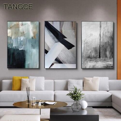 Nordic Black White Geometric Painting Abstract gray Canvas Poster Print Minimalist Wall Art Pictures For Living Room Aisle Decor