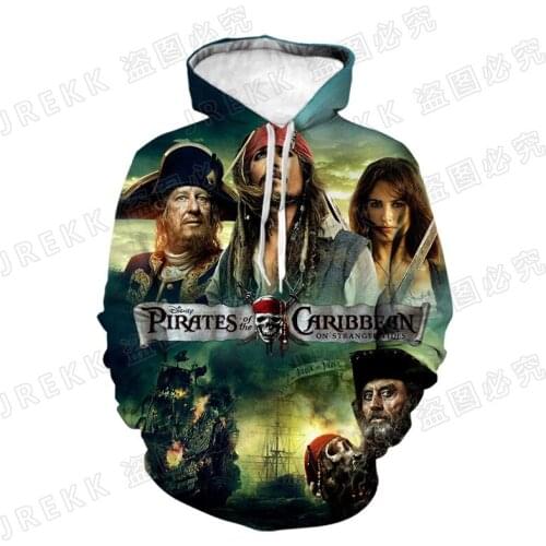 Pirates Of The Caribbean Men Sweatshirt With Hood Casual Spring 3D Print Women Hoodies Disney Movie Children Tracksuit