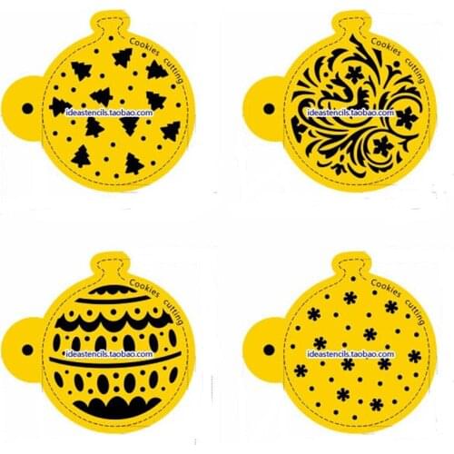 4pcs Party Balloon Cookie Stencils Coffee Biscuit Mold Barista Template Fondant Cake Decor Mould Pastry reposteria patisserie