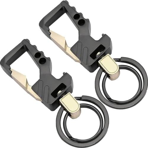 WedFeir Car Key Chain with 2 Key Rings Set of 2, Carabiner Key Chain Bottle Opener for Men and Women (Gun Color and Golden)
