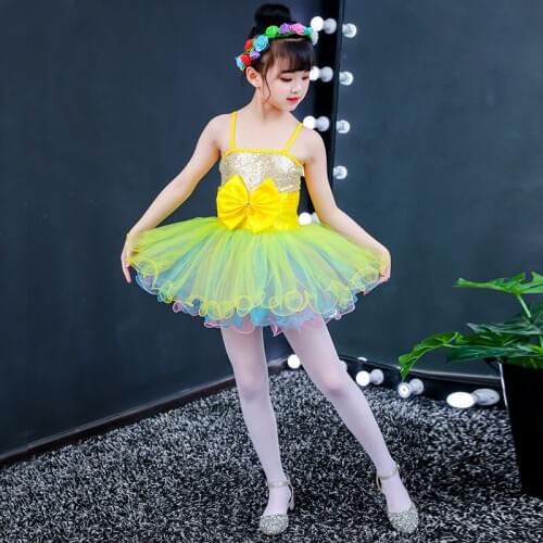 Childrens ballet costumes girls kindergarten pink cute dance dance sequins princess tutu skirt performance costumes