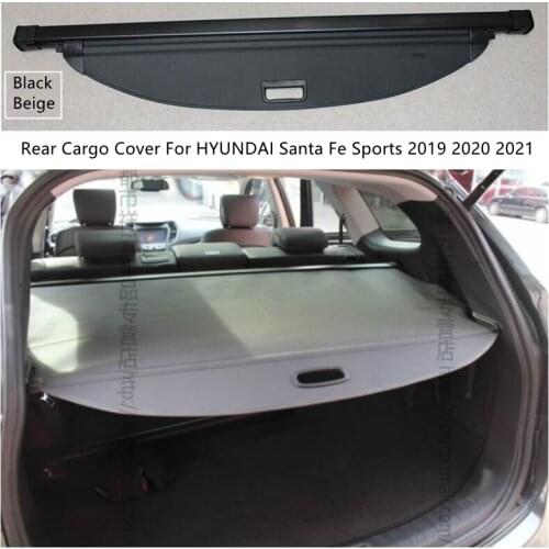 Rear Cargo Cover For HYUNDAI Santa Fe 2019 2020 2021 Privacy Trunk Screen Security Shield Shade Black Beige Auto Accessories