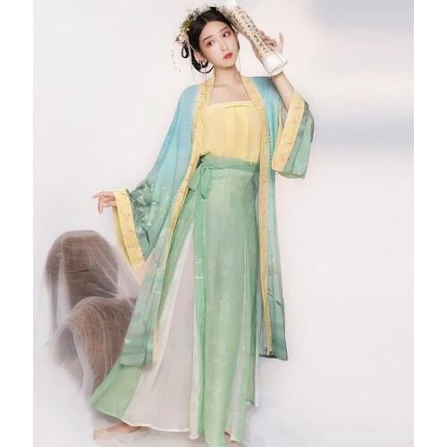 Hanfu Women Traditional Song Dynasty Cardigan Suspenders Embroidered Princess Dress Hanfu Three-Piece Chinese Clothes DWY4422