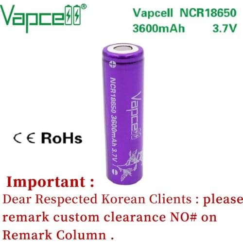 1 dollar coupon Vapcell 18650 anti-interference rechargeable NCR18650 3600mAh 3.7V Li-ion battery cell