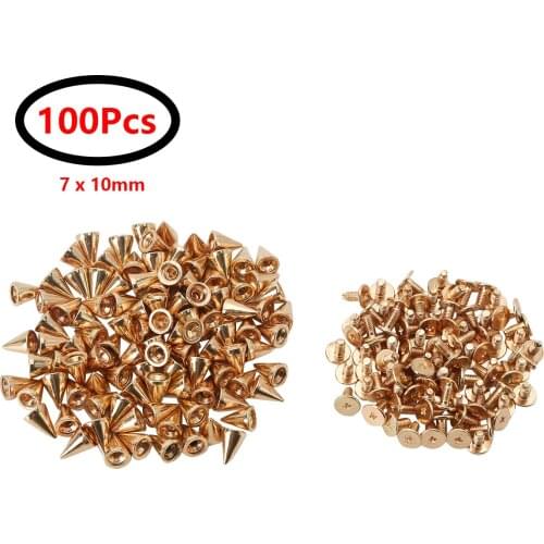 100Pcs Cone Metal Spikes Punk Rivets Screwback Studs for DIY Clothing Leather Shoes Jacket Craft Riveting Garment Bag
