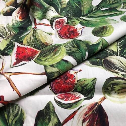 145 cm wide brand fruit printed natural cotton poplin fashion womens clothing clothing printed fabric cloth for dress by meter
