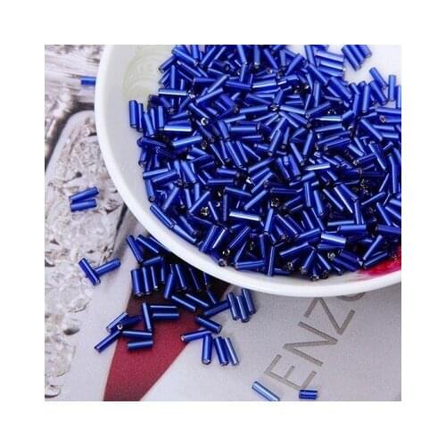 2017 Hot Sale 2*6MM 60G/1440Pcs Silver Core Czech Glass Seed Bugle Beads Jewelry Garment Accessories Dark Blue