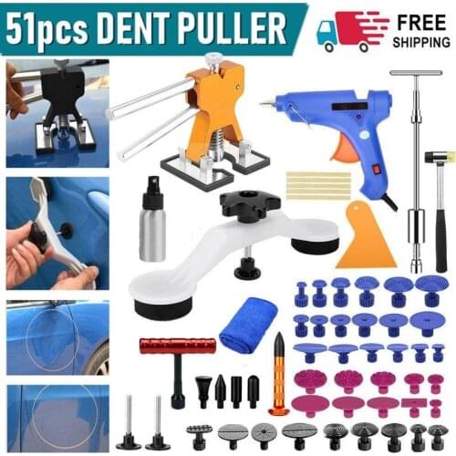Fruxin 51Pcs Paintless Dent Removal Tool Car Body Dent Removal Tool Puller Set Pull Up Kit for Car Hail Damage Door Dings Repair