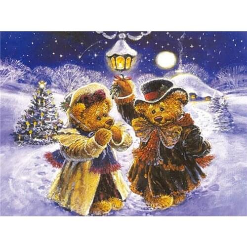 KAMY YI 5D Diamond Painting Bear Craft Kit Full Drill Square Diamond Embroidery Winter Mosaic Animal Christmas Gift