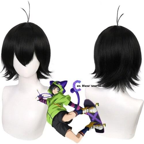 Anime SKoo MIYA Cosplay Wig Black Short Straight Mullet Heat Resistant Hair Role Play SK8 the Infinity SK Eight