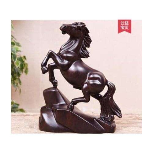 Black sandalwood carved horse to success wooden horse furniture office rosewood home decoration statue factory direct selling