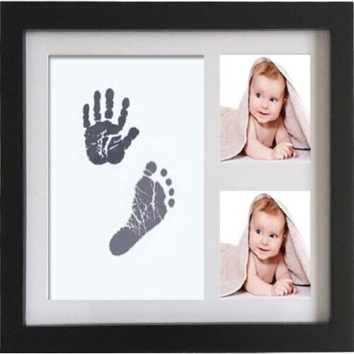 UBRUSH Photo Frame Wood White Black And Wood Color For Baby Handprints And Footprints 2Boxes 28*23 cm Photo Frame For Home
