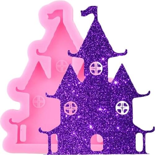 Halloween Haunted House Keychain Silicone Mold Castle DIY Craft Necklace Epoxy Resin Jewelry Making Pendant Polymer Clay Moulds