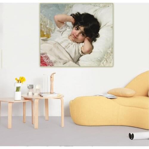 Holover Canvas Oil Painting Emile Munier"Portrait de Marie-Louise 1879"Academicism Classicism Aesthetic Wall Art Home Decoration