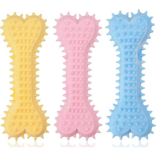 Dog Cat TPR Foam Chewing Toy Milky Scented Flat Bones Molar Teether Pet Supplies