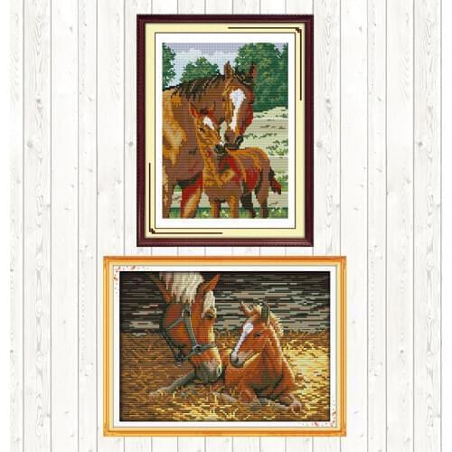Chinese Cross Stitch Horse Patterns DMC Floss Embroidery Kit 14ct 11ct Counted Print on Canvas Aida Fabric DIY Needlework Kits