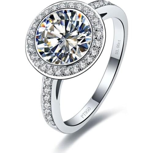 Vintage Accents 3Ct 9.0 mm D Color Moissanite Marriage Ring Platinum 950 Ring for Women White Gold Wedding Jewelry