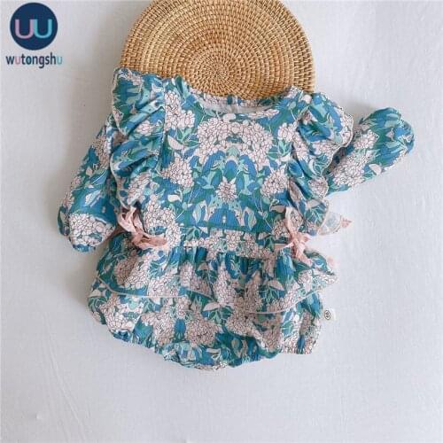 Flower Newborn Baby Girl Rompers Vintage Long Sleeve Neborn Girl Romper Jumpsuits Spring Summer Baby Girl Clothing For 0-24Years