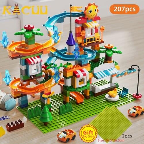Marble Run Big Particle Figures Building Block Girls Boys Friends Classic Slide Bricks DIY Assembly Toys For Children Kid Gift