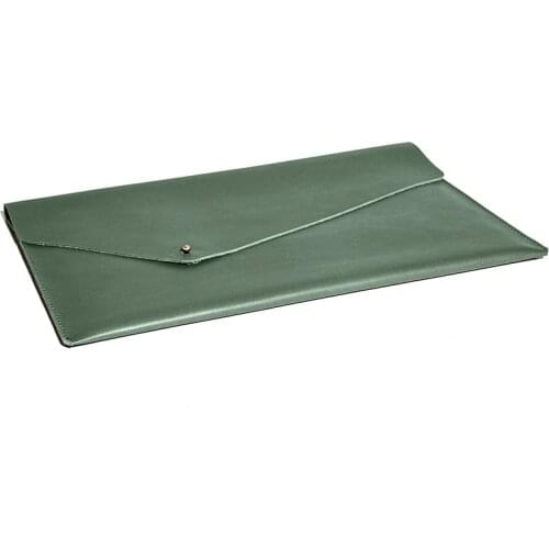 Leather Macbook Case - 13`` Green Compatible with Apple Macbook 13 "models from 2016 and later one piece handmade