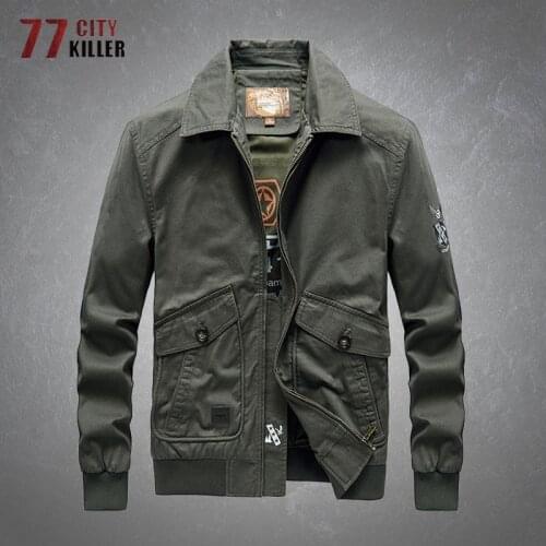 Military Bomber Jacket Men Casual Cotton Solid Color Multi-Pocket Cargo Jackets Male Outdoor Tactical Commute Coat Autumn Winter