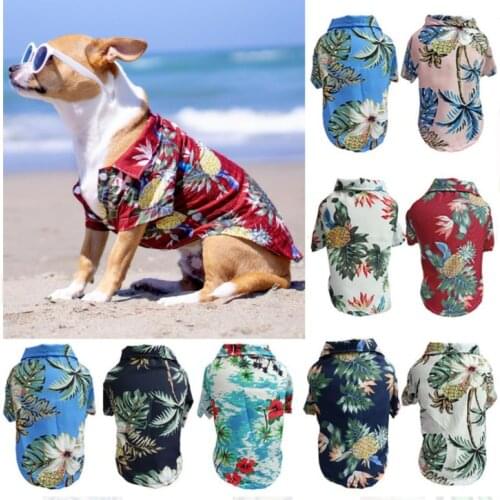 Summer Dog Clothes Beach Hawaiian Style Dog Cat Shirt Short Sleeve Coconut Tree Printing 2021 New Fashion Gift For Pet