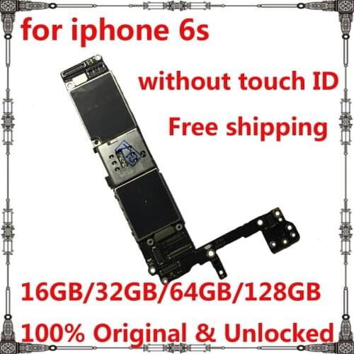 For iphone 6s motherboard 16GB 32GB 64GB 128GB without touch ID Original unlocked Clean for iphone 6s Motherboard Free shipping