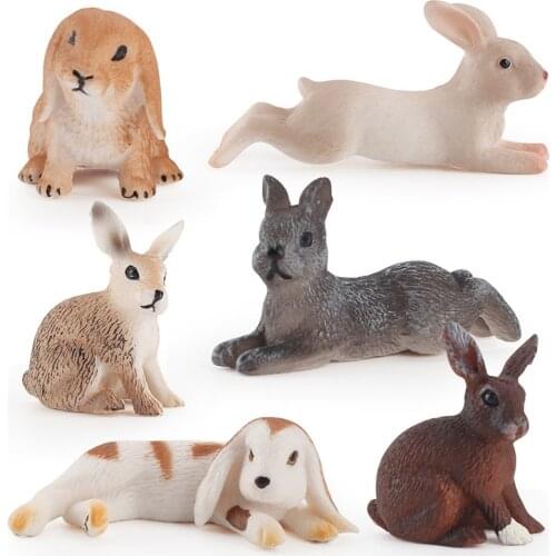 Mini Kawaii Cute Rabbit Lovely Simulation Animal PVC Model Action Figure Decoration Miniature Action Figures Kids Toys Boys Gif