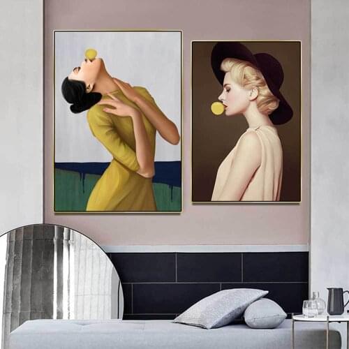 Fashion Minimalist Beautiful Woman Canvas Painting Art Nordic Posters and Prints Wall Pictures for Living Room Decor Frameless