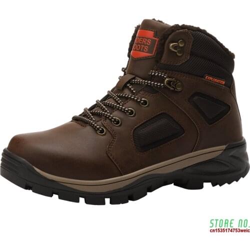 Winter Plus Fur Warm Outdoor Men Hiking Shoes Waterproof Tactical Combat Army Boots Desert Training Sneakers Anti-Slip Trekking