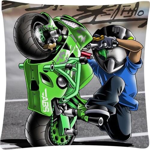 Stunt motorcycle exquisite pattern Soft Short Plush Cushion Cover Pillow Case for Home Sofa Car Decor Pillowcase 45X45cm