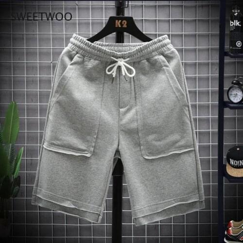 2021 summer new mens shorts pure color tie casual all-match mens clothing sports five-point pants
