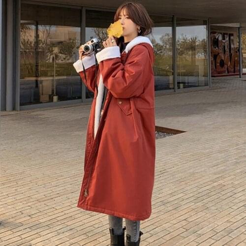 New Women Lamb Wool Coat Winter Pie Overcoming Long Large Lapel Locomotive Loose Outwear Casual Thick Warm Fashion Parkas A023