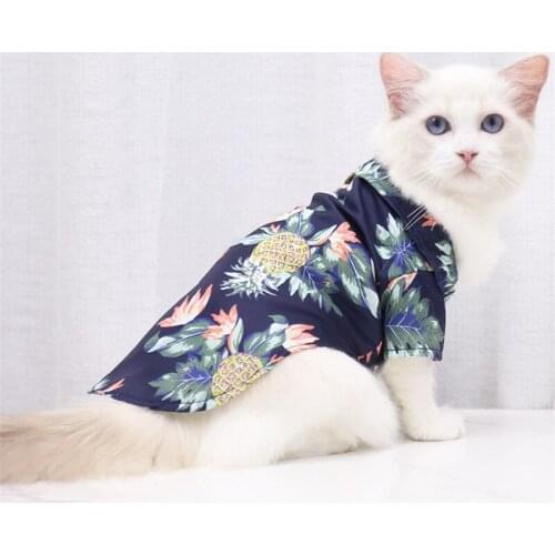 Dog Clothes Summer Beach Shirt Dog Cute Print Hawaii Beach Casual Pet Travel Shirt Pineapple Floral Short Sleeve Dog Cat Blouse