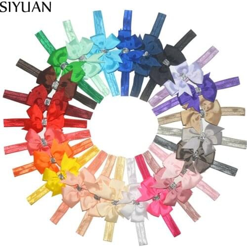 Wholesale 200pcs/lot 24 Colors Stretchy Headband With 3'' Grosgrain Bows Child Birthday Photography Props HB006