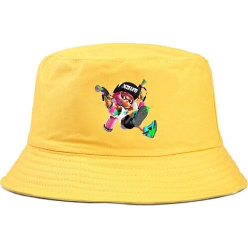 Splatoon 2 Printing Bucket Hat Spring Summer Outdoor Sun Hat for Men and Women Hemp Leaf hat