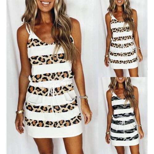 Dress short dresses robe femme 2021top Womens Summer Fashion Striped V-Neck Striped Waist Halter Sexy Sling Dress платье