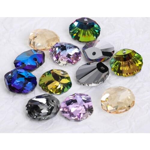 Pipatian Shell Pendant With Holes Sewing Rhinestone Crystal K9 Glass Strass Jewelry Accessory Pendant Onaments Gems Stone
