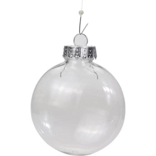 Xmas Balls Tree Clear Glass Christmas Iridescent 1PC Wedding Holiday Supplies New Year Home Decoration 12cm PVC Baubles Hanging