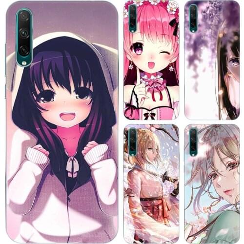 Anime Cherry Blossom Girl Silicone Phone Case for Huawei Honor 20 20i 20E 20S 10i 9X 8S 8X 8C 8A 8 Lite 7S 7A Pro Russian Cover