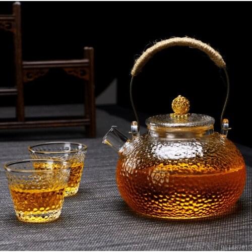 Japanese-style glass pot, hammered teapot, electric pottery stove, special kettle, copper handle, handle pot, glass tea set